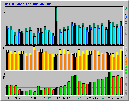 Daily usage for August 2023